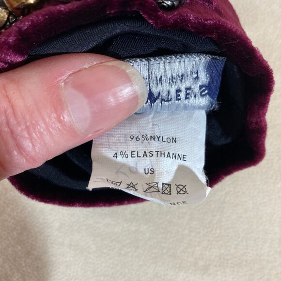 Vtg Ganteb's Silk Blend Scarf and Glove Set Made in France Burgundy Black Velvet - Picture 8 of 14